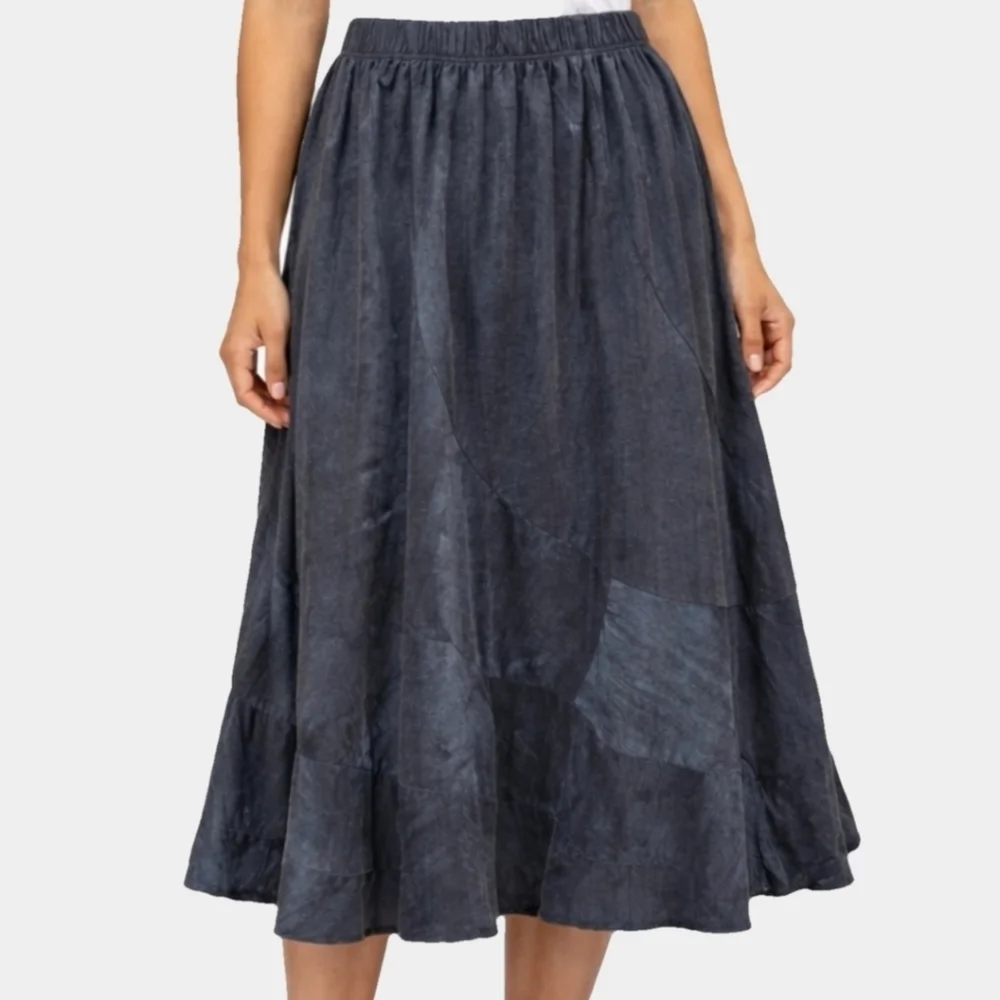 Christopher And Banks Travelers Soft Tiered Ruffled Hem Midi Skirt Size M